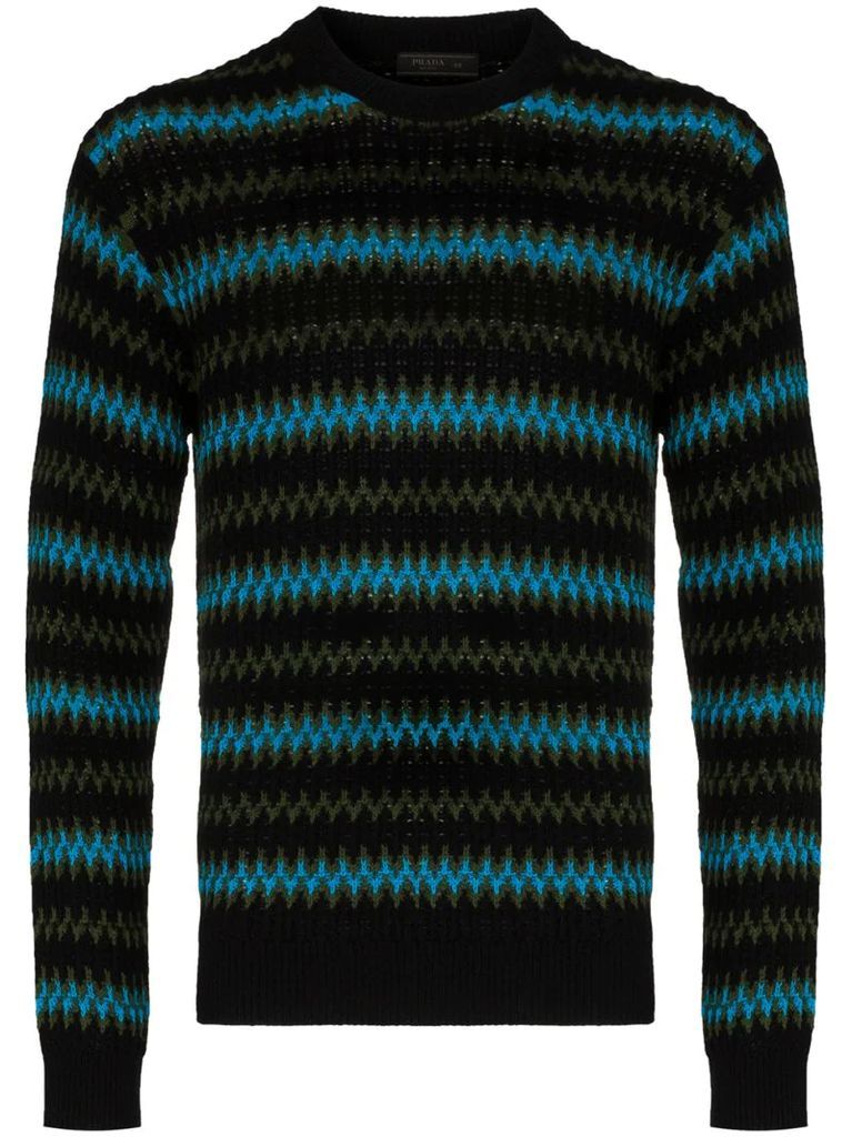 striped wool cashmere-blend jumper