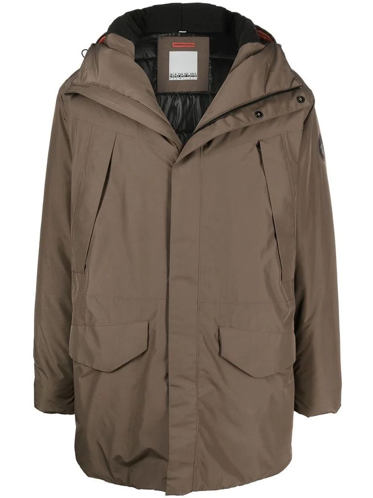 padded mid-length parka coat