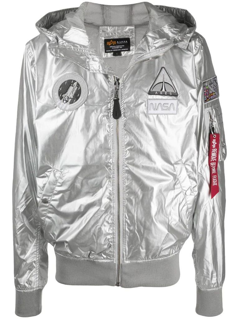 x NASA metallic hooded jacket