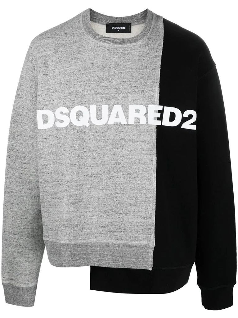 two-tone logo-print sweatshirt