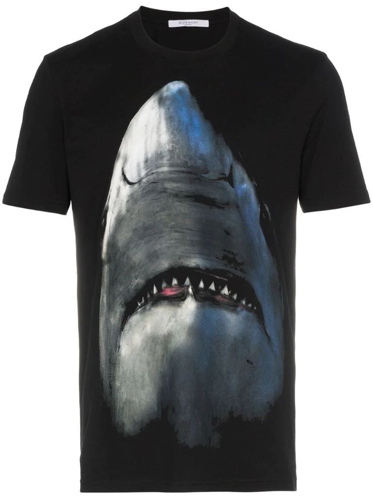 shark print cotton short sleeve t shirt