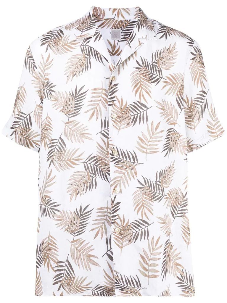 foliage print linen shirt