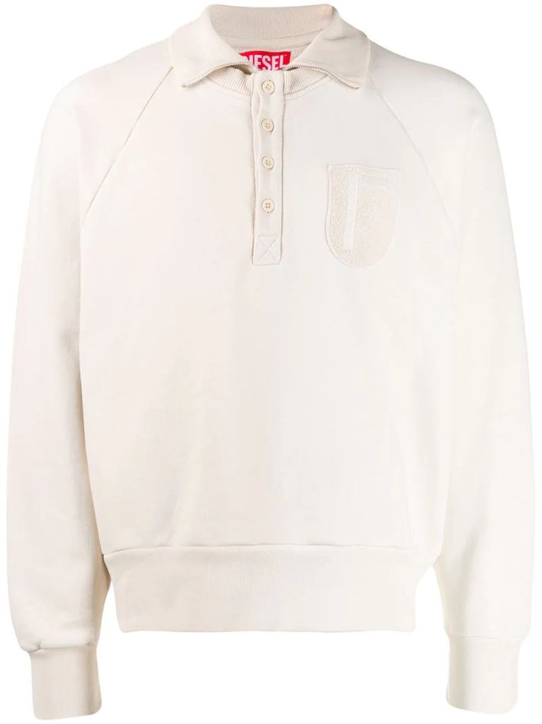 patch polo sweater