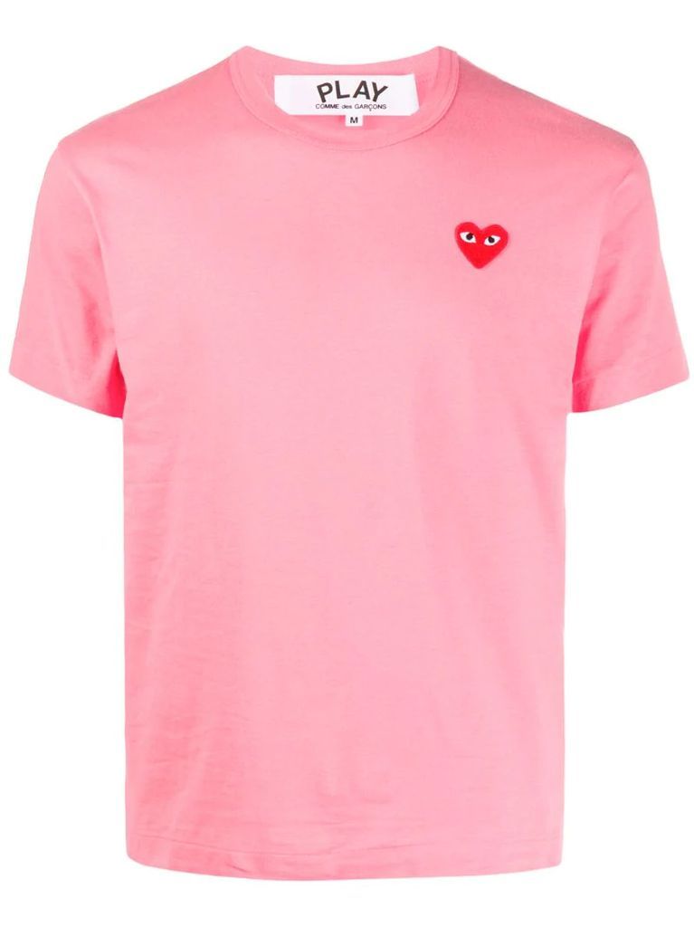 heart embroidered round neck T-shirt