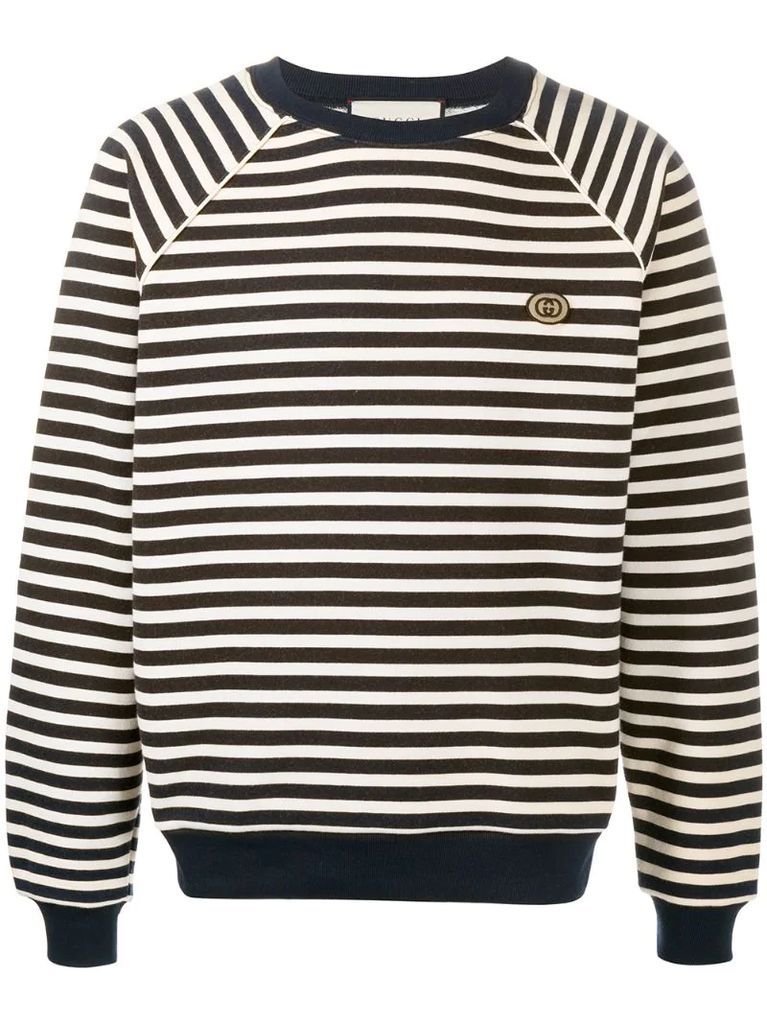 logo-patch striped sweatshirt