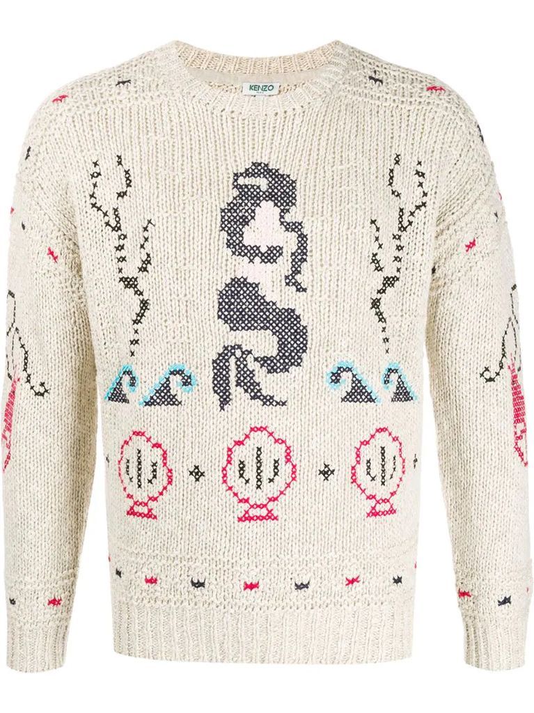 embroidered knit jumper