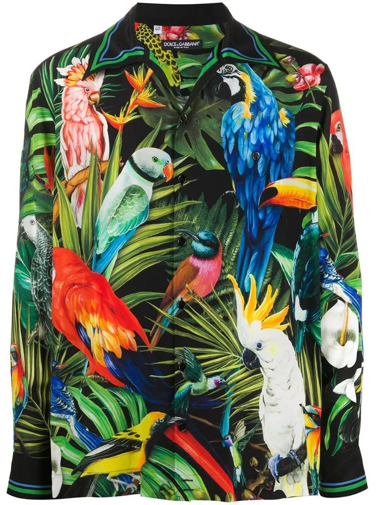 parrot print Hawaii shirt