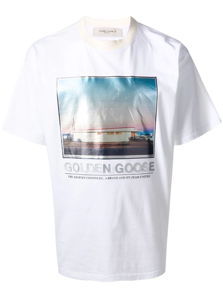 landscape-print crew-neck T-shirt