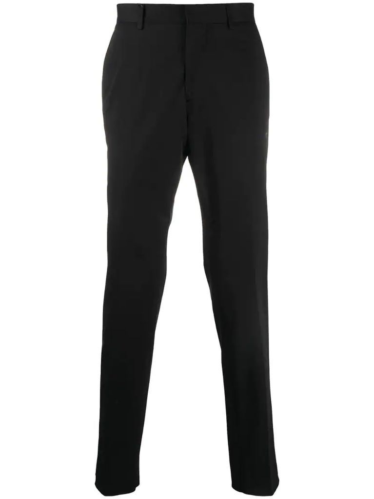 zip-trimmed tailored trousers