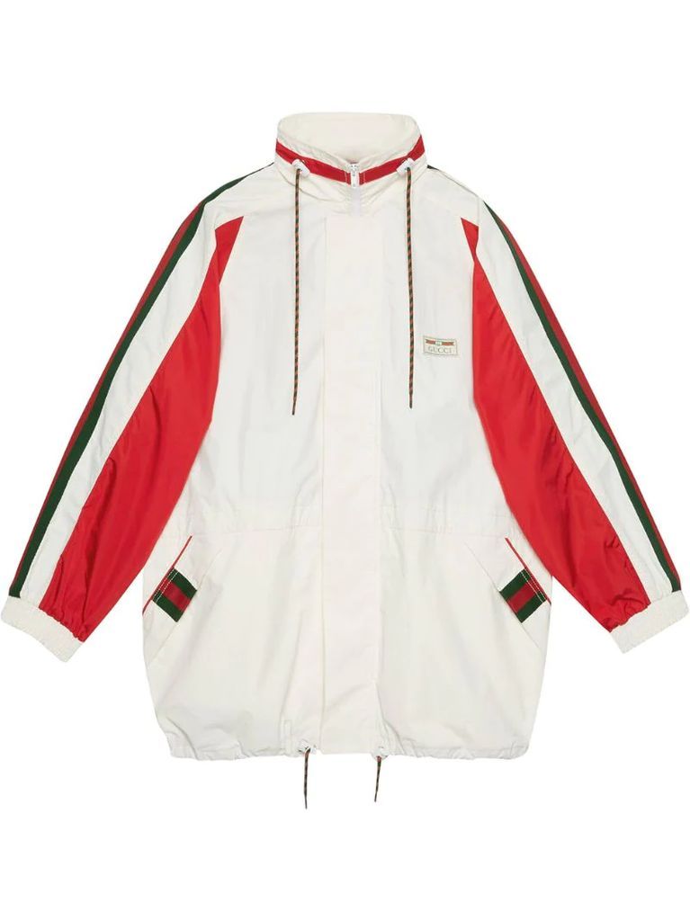 label-embellished jacket