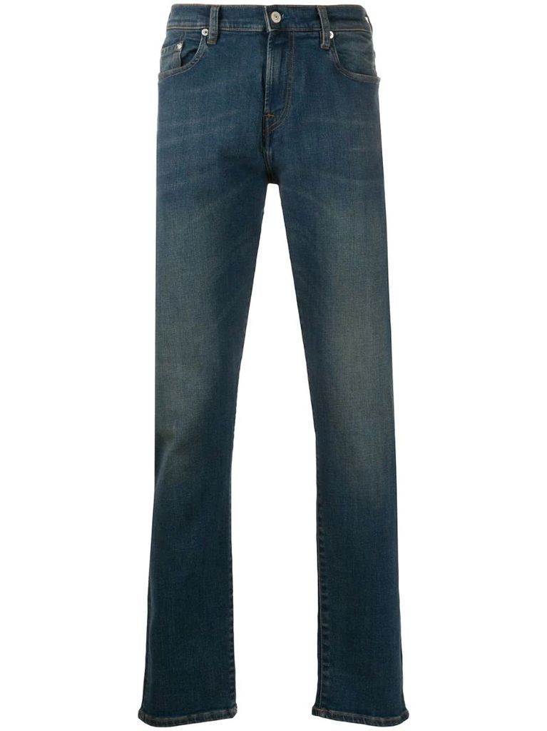 contrast stitching slim-fit jeans