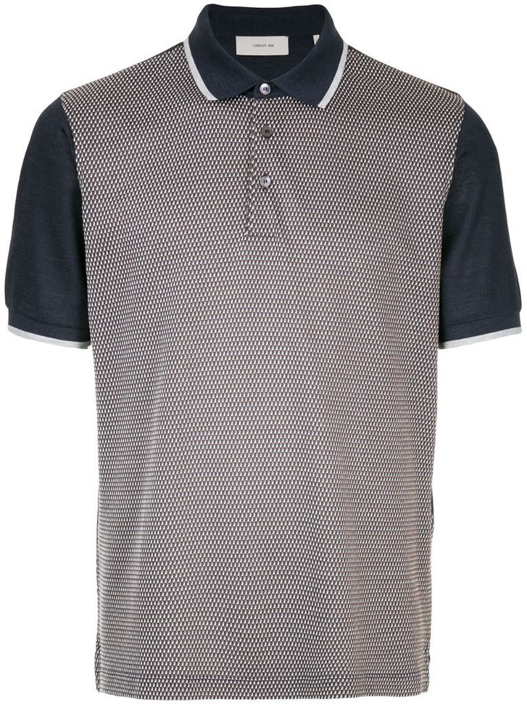 contrast sleeve patterned polo shirt