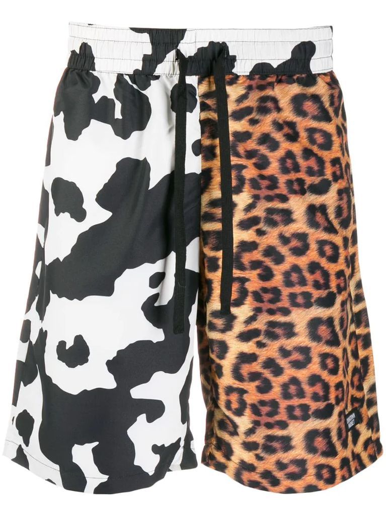 cow and leopard print shorts