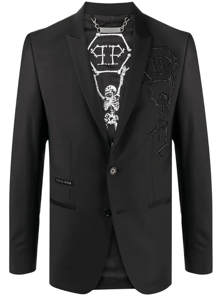 Skeleton embroidered blazer