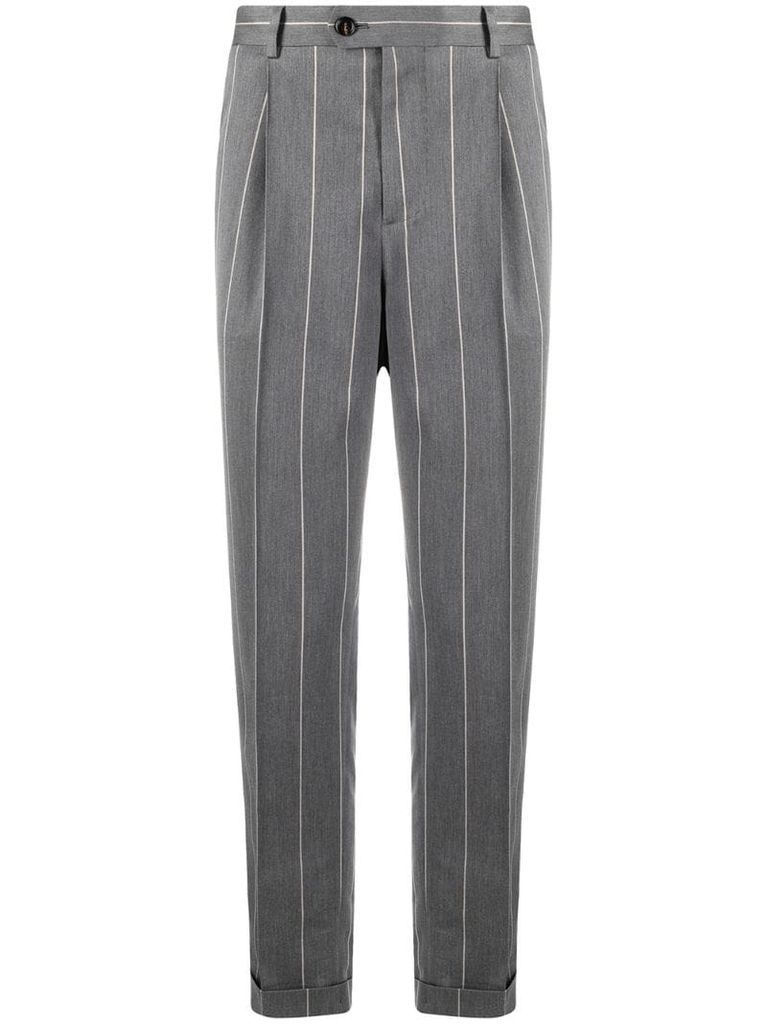 pinstripe cropped tailored trousers