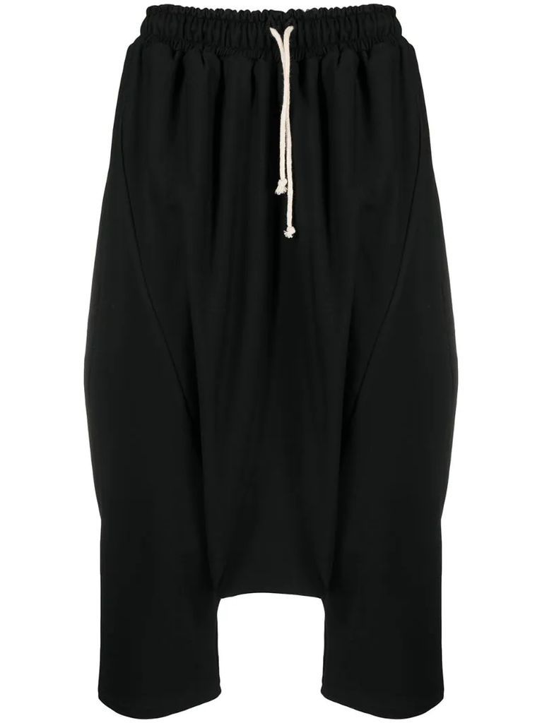cropped stretch-cotton drop-crotch trousers