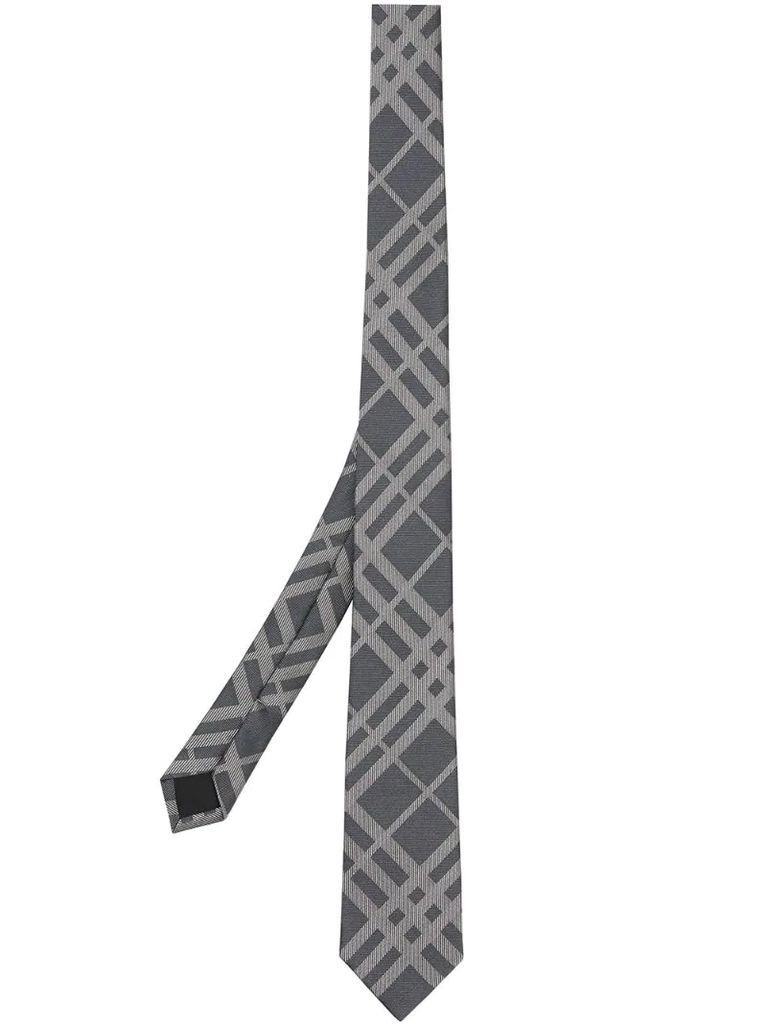 classic-cut check silk jacquard tie