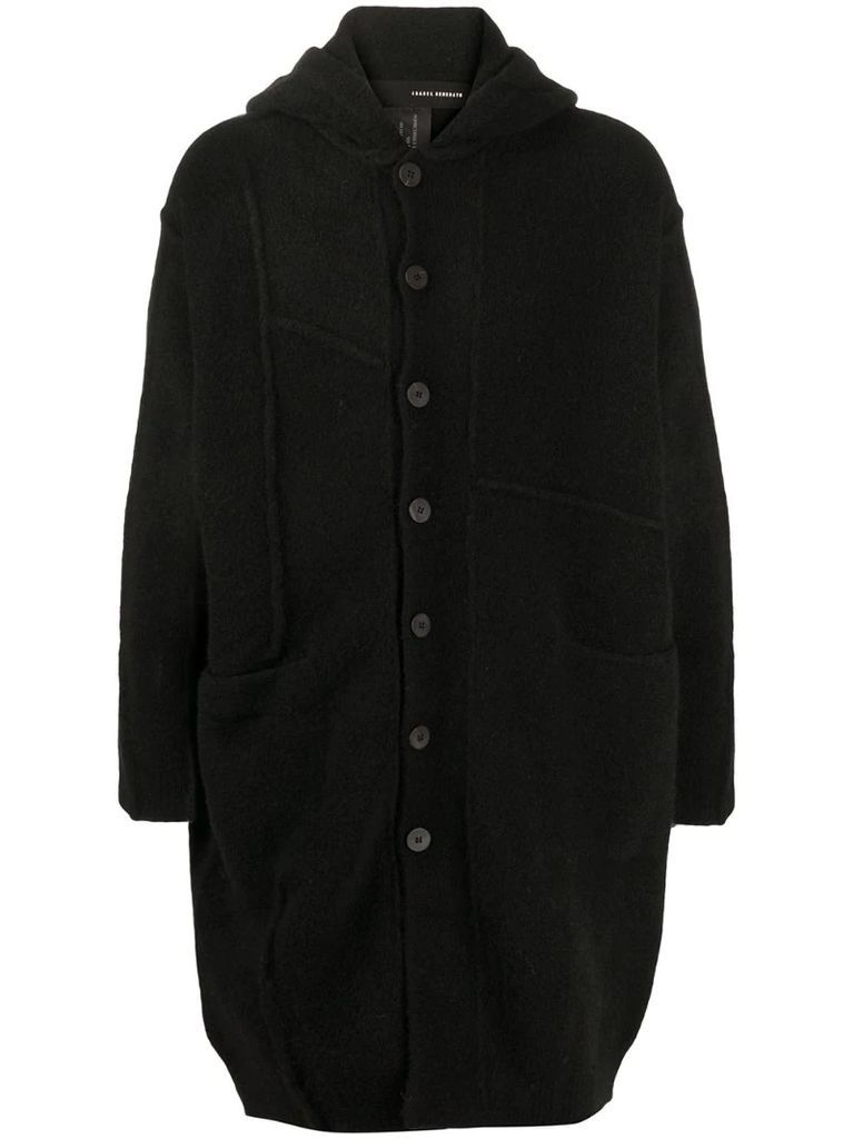 hooded merino-blend coat