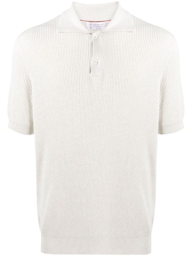 rib-knit polo shirt