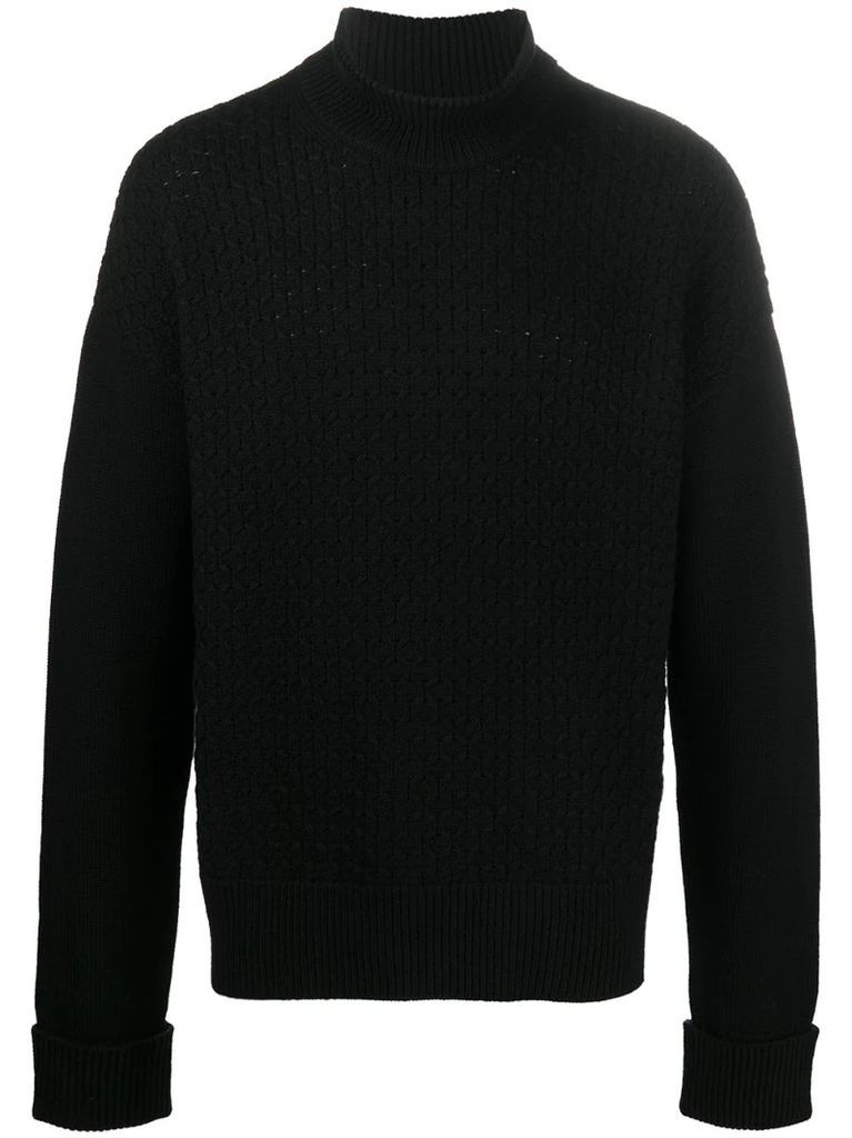honeycomb-knit wool jumper