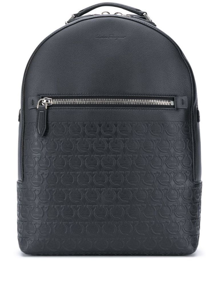 Gancini embossed leather backpack