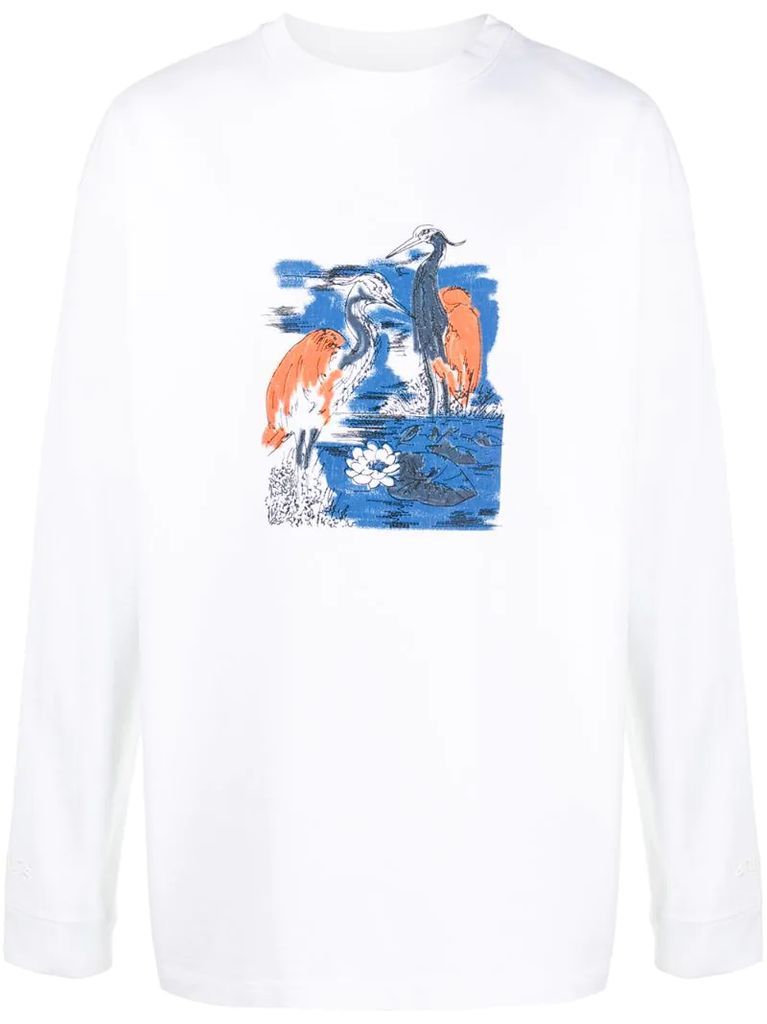 Heron-print crew neck sweatshirt