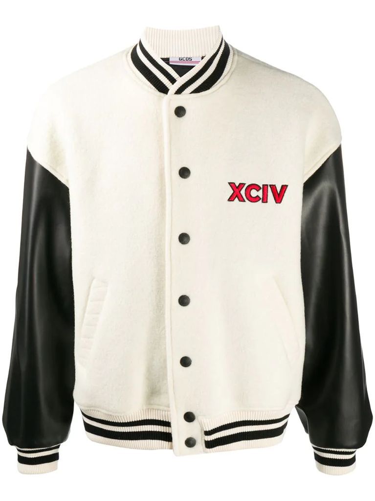contrast sleeve baseball jacket