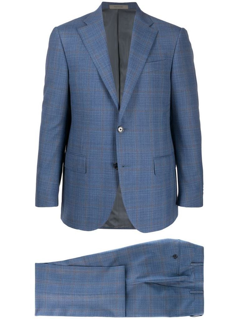 check twill two-piece suit