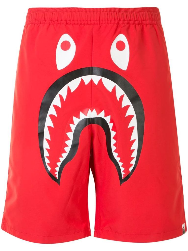 Shark-print track shorts