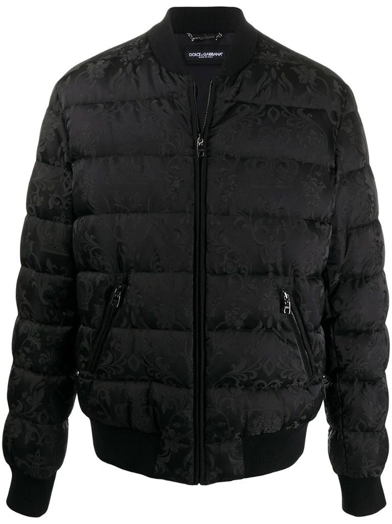 crown jacquard quilted jacket