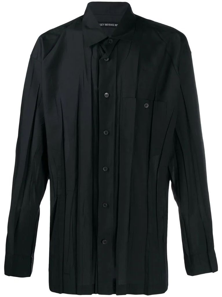 pleated pointed collar shirt