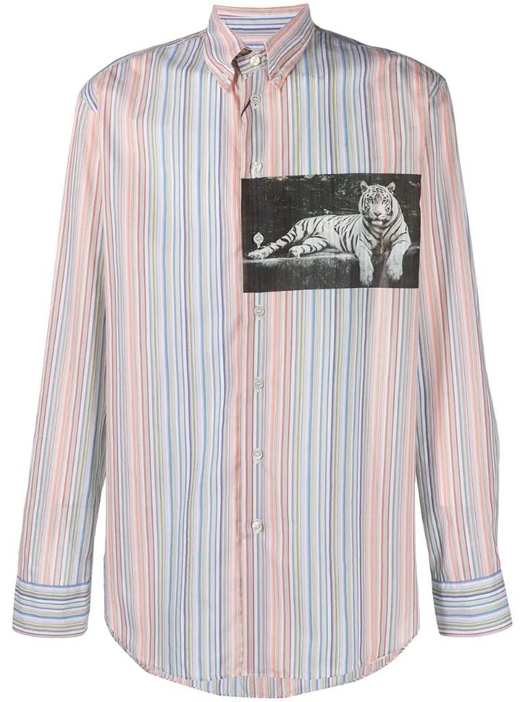 striped tiger print shirt