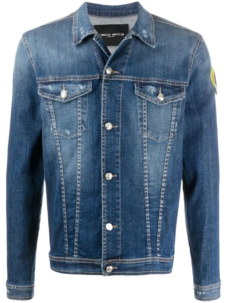 embroidered buttoned denim jacket