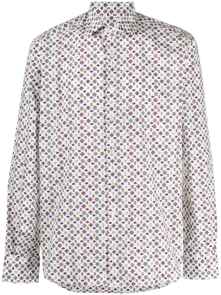paisley pattern button-down shirt