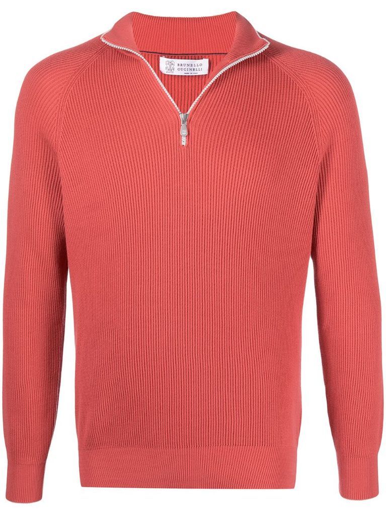 high-neck ribbed sweater