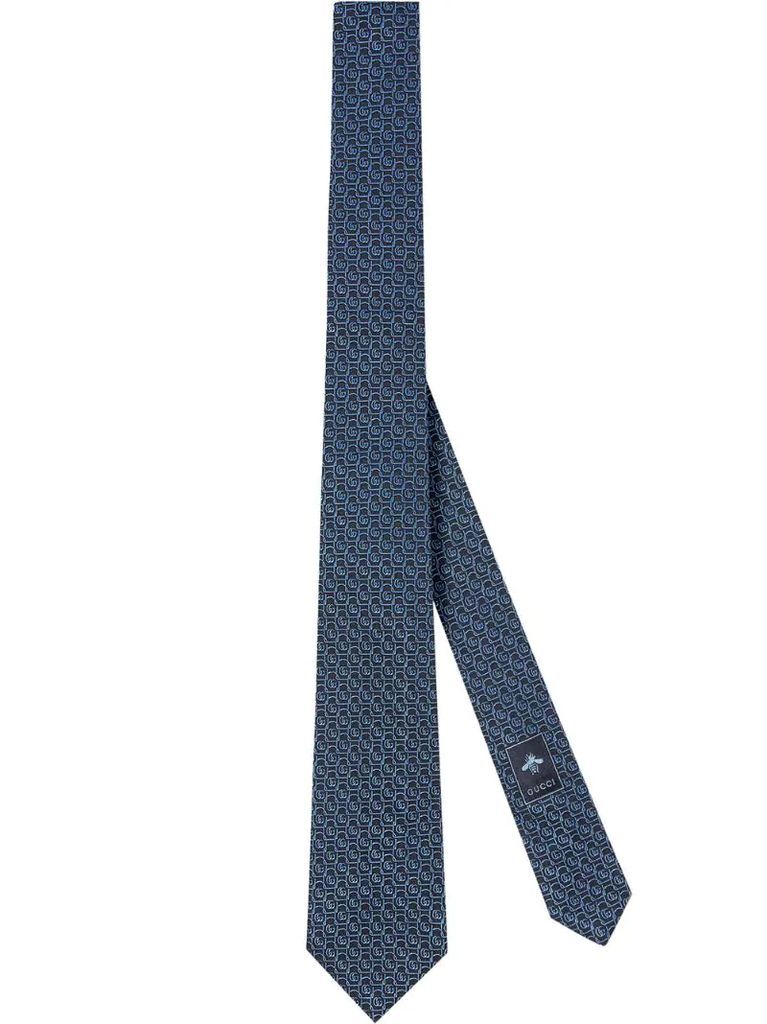 framed Double G silk tie