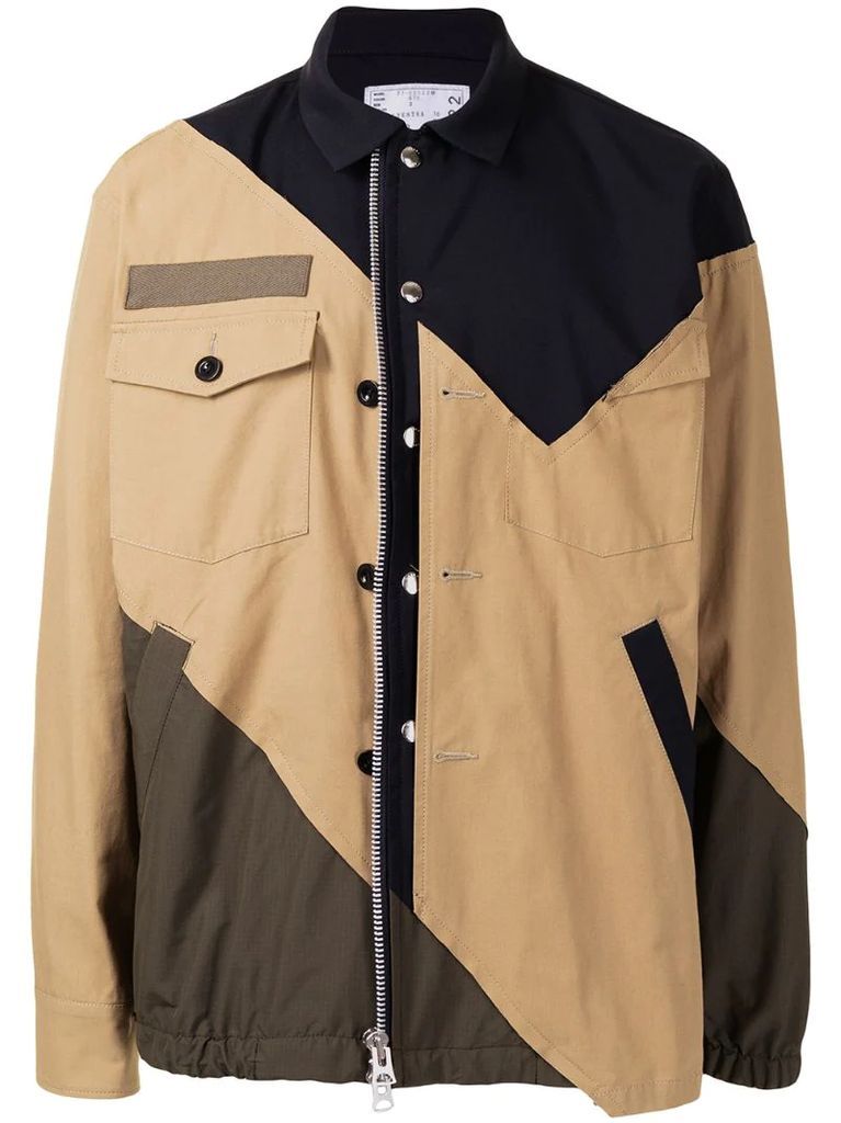 contrasting-panel shirt jacket