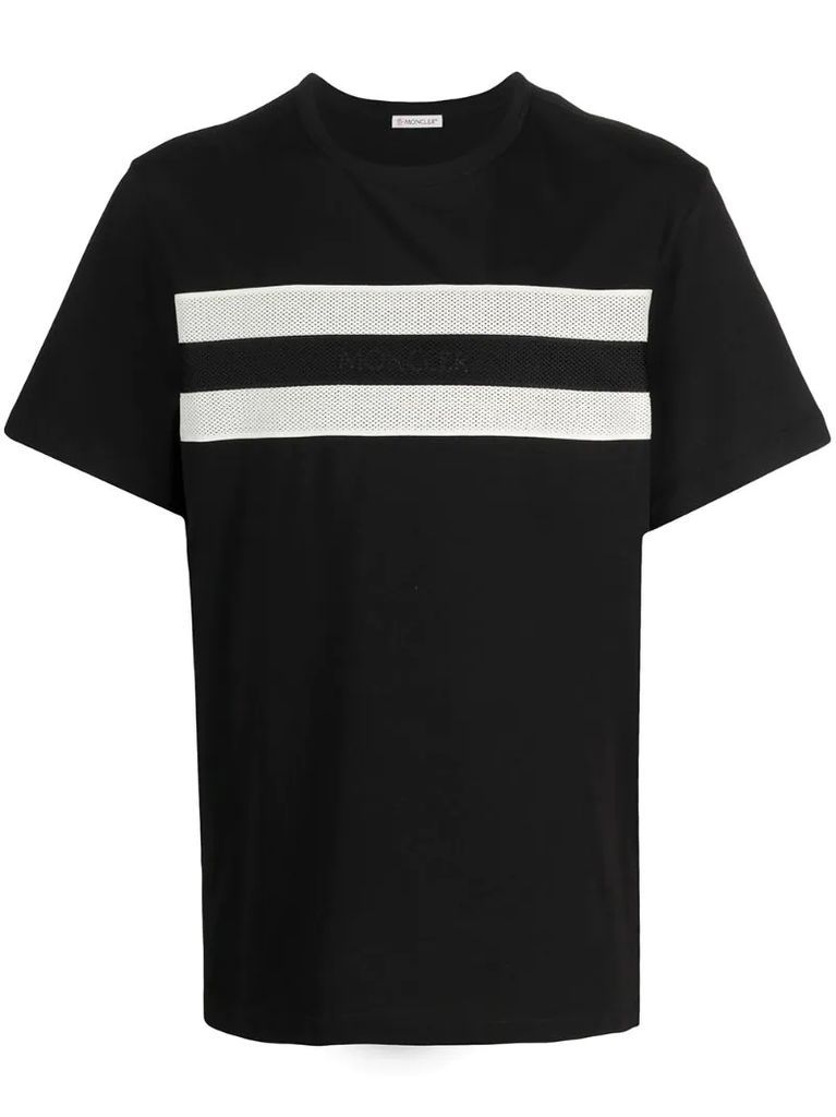 mesh stripe detail T-shirt