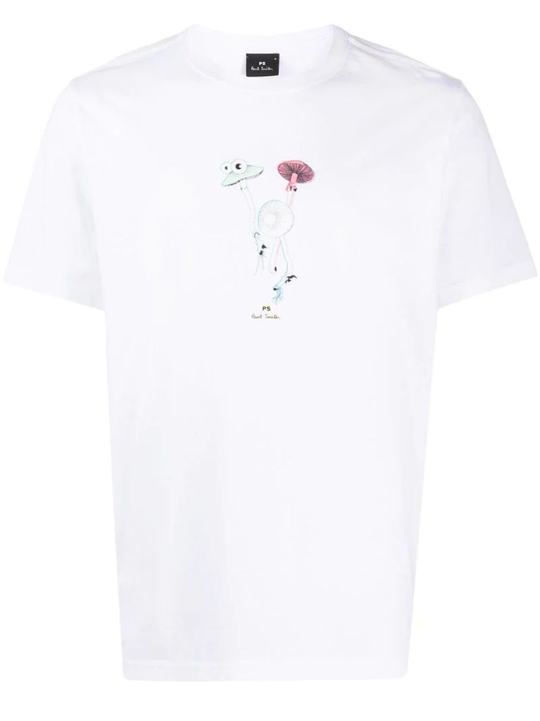 mushroom-print organic cotton T-shirt