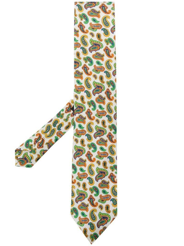 Micro paisley-print silk tie