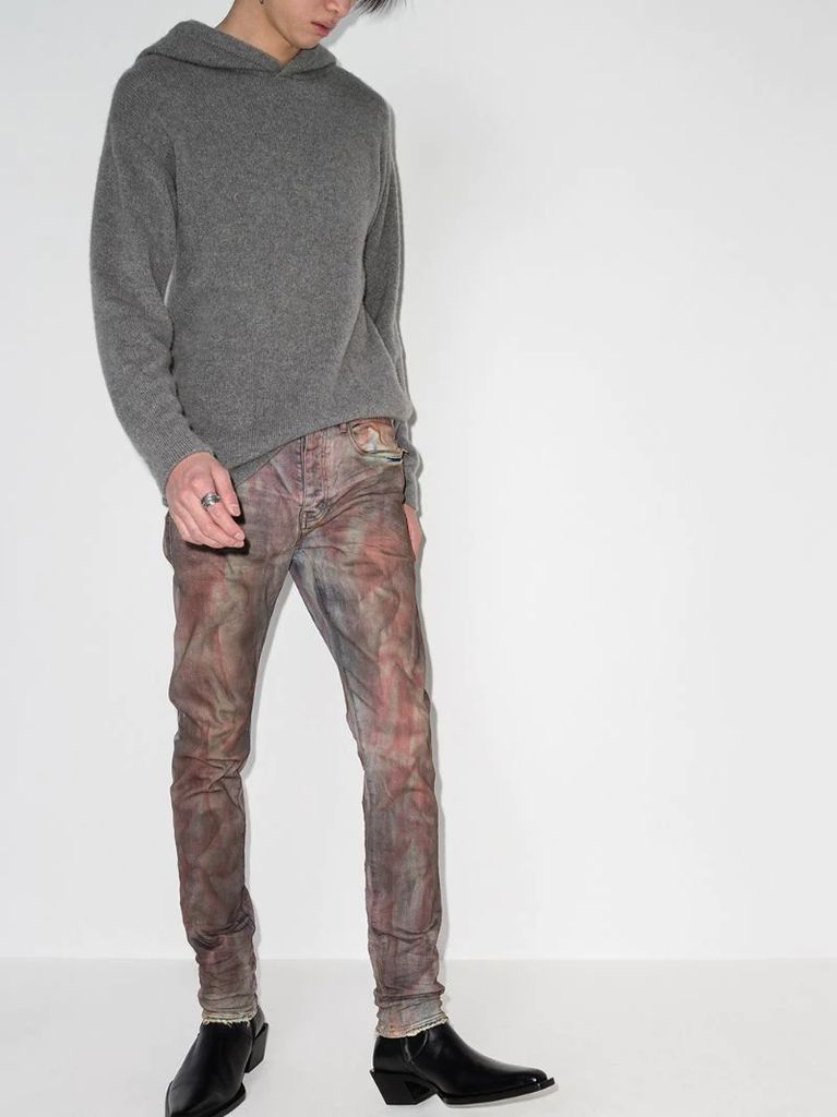 two-tone faded effect jeans
