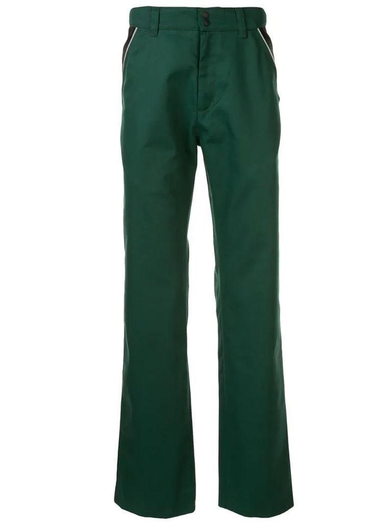 contrasting panel straight trousers