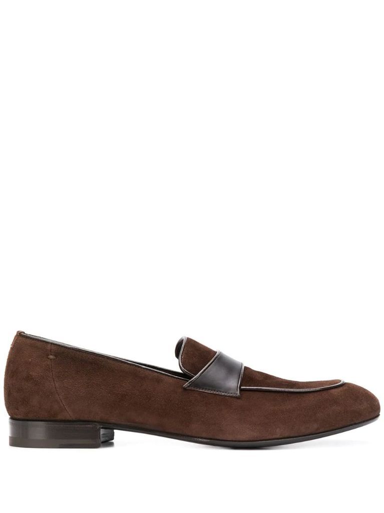 leather-trimmed loafers