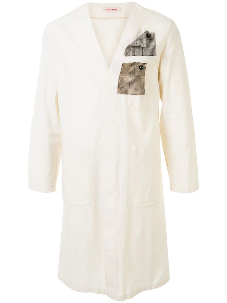 v-neck long sleeve lab coat