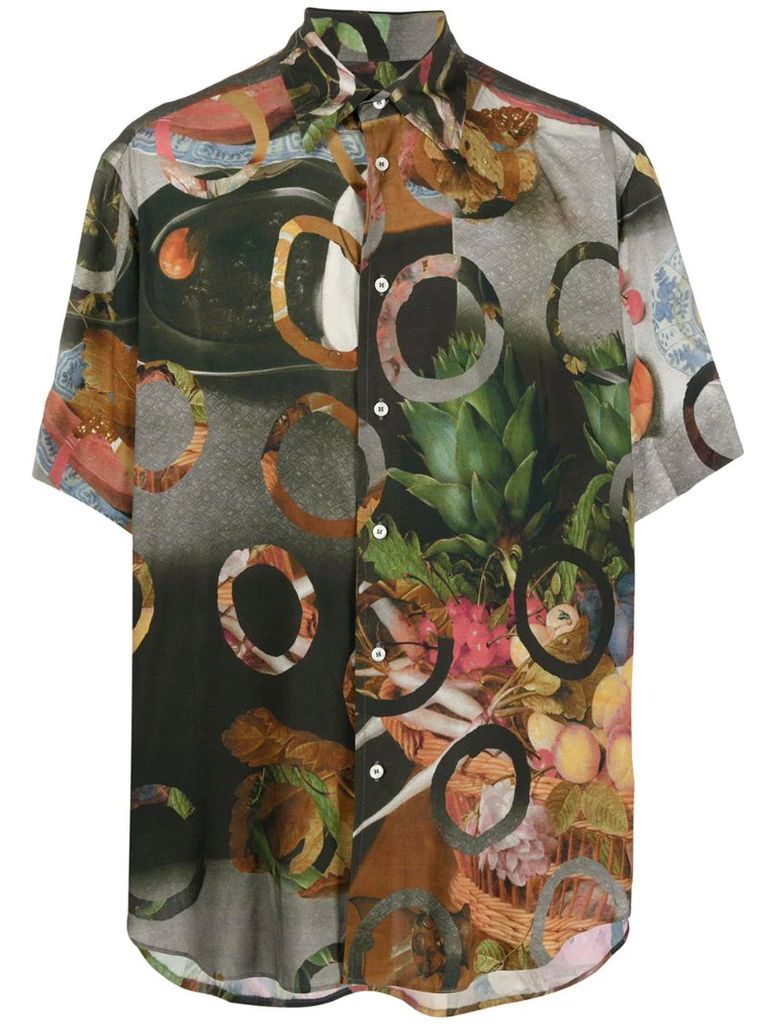 fruit print oversized shirt
