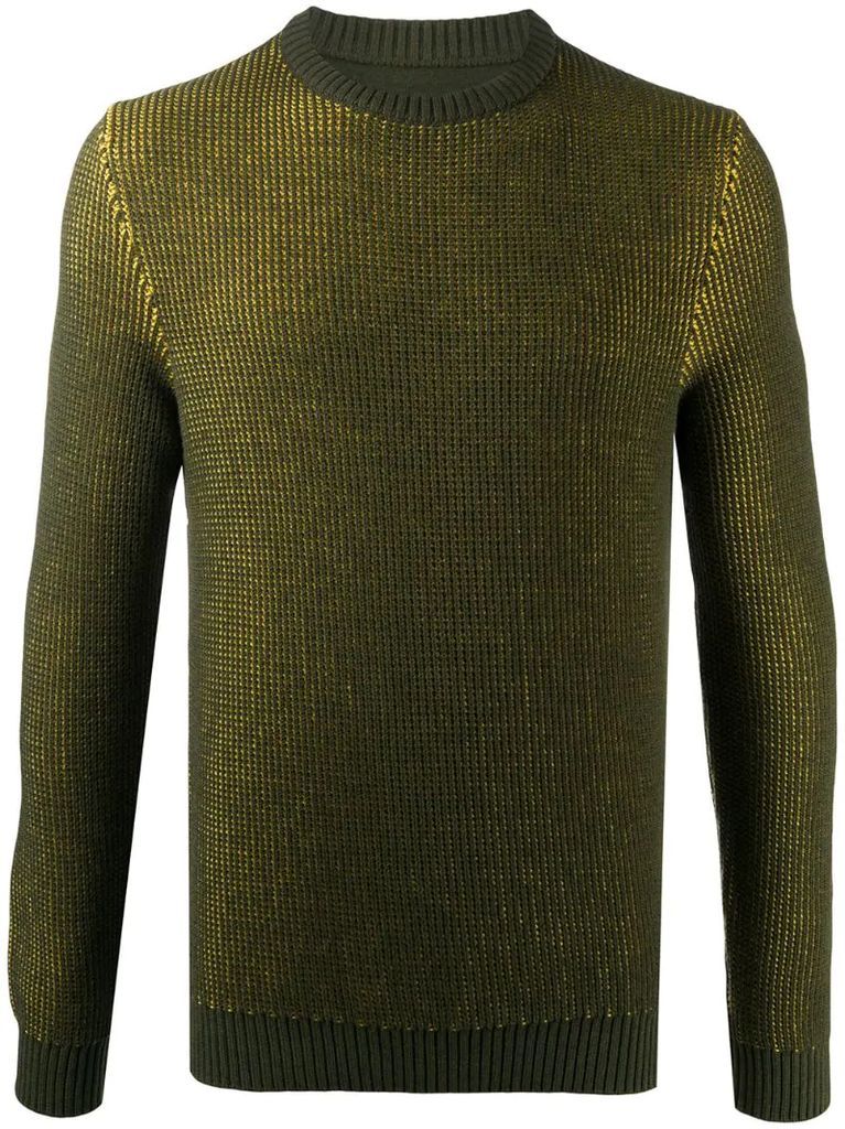 crew neck waffle-knit sweater