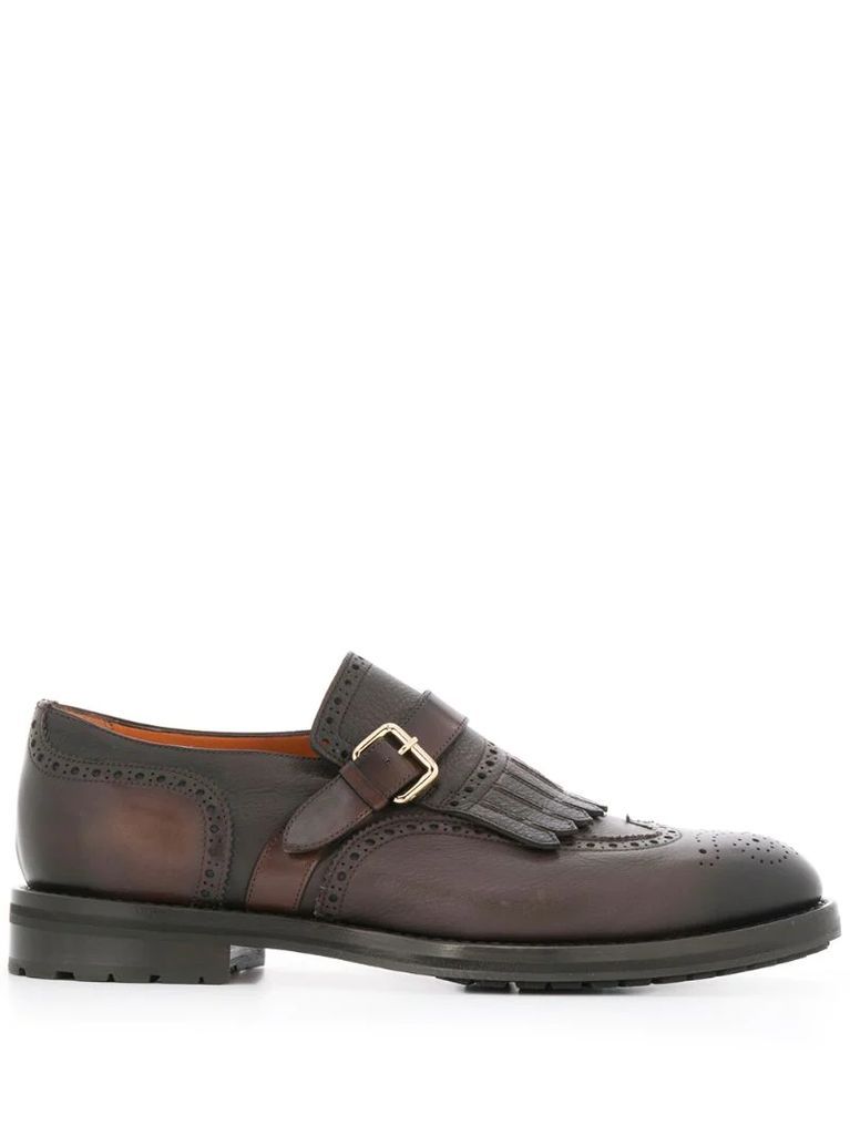 burnished leather monk shoes