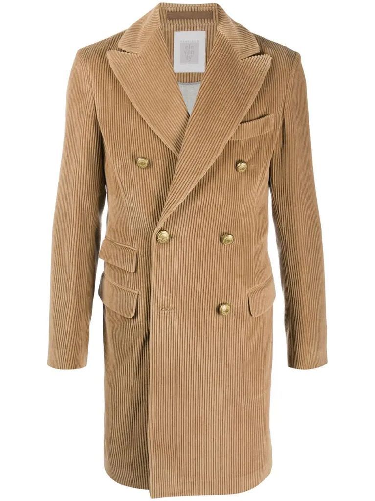 double-breasted corduroy coat