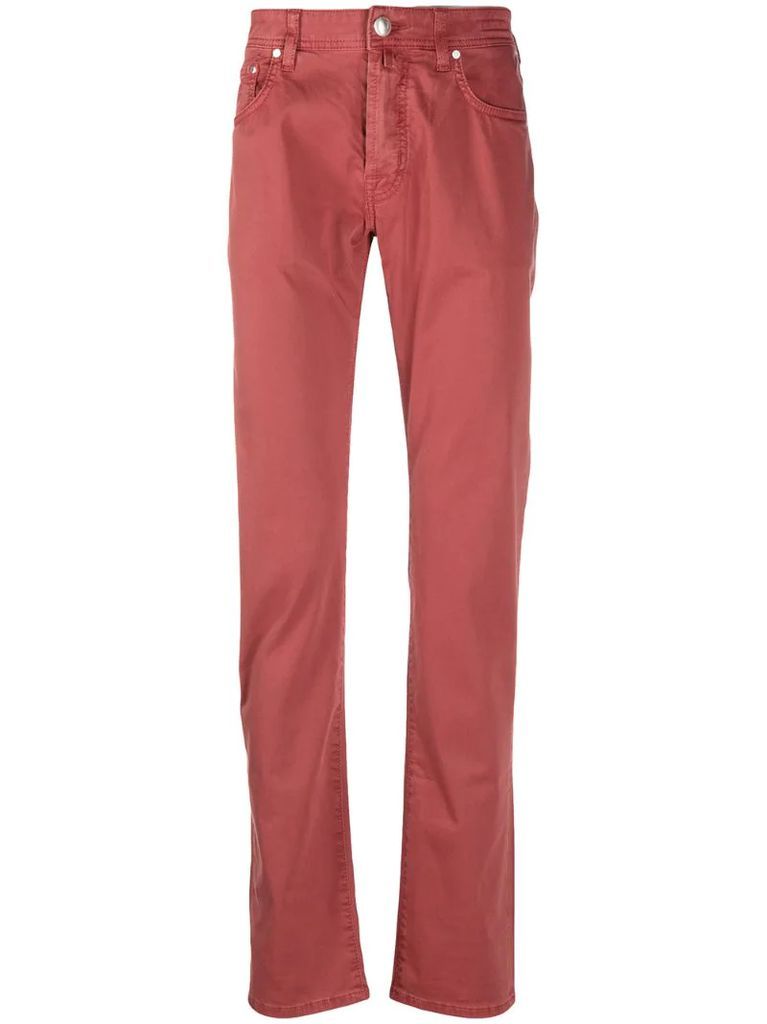 low-rise straight leg trousers