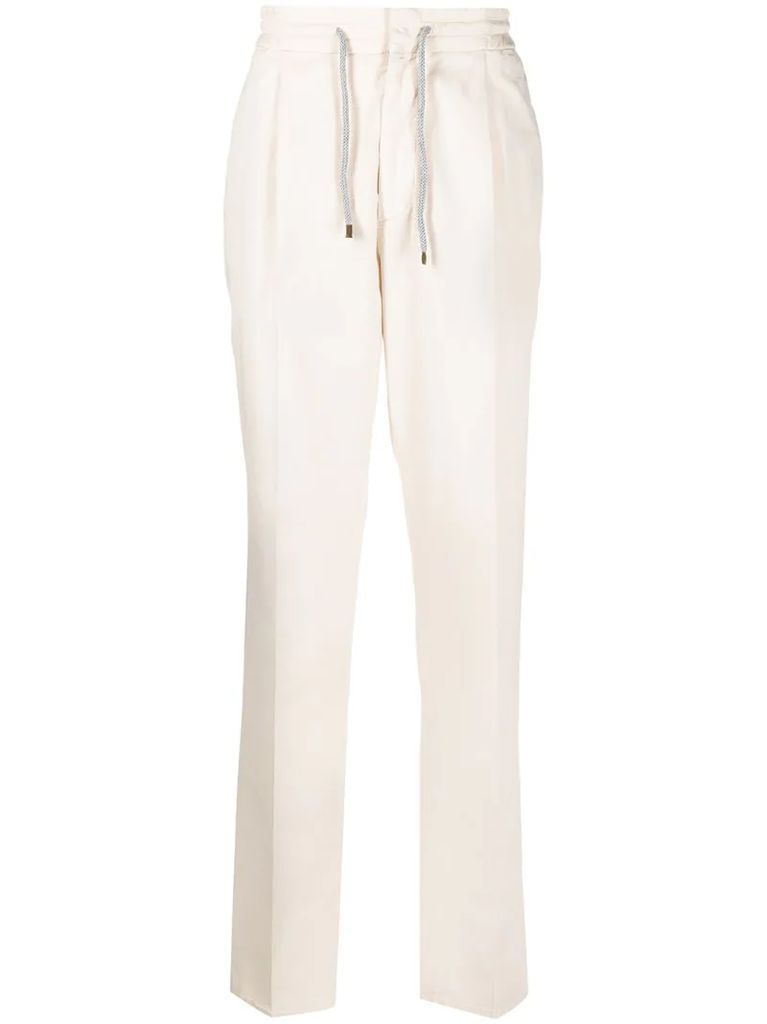 straight leg drawstring trousers